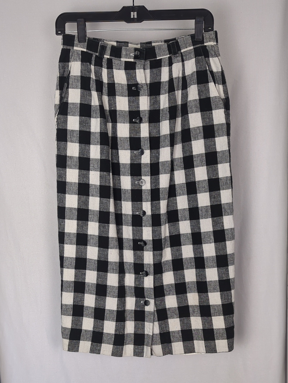 SHARON YOUNG Vintage Brickyard Check Midi Skirt Button Front